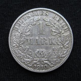 Germany Empire 1 Mark 1910 Aa Wilhelm Ii Silver Coin Deutsches Kaiserreich photo