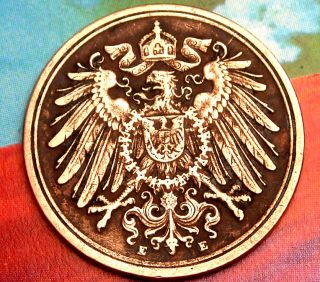 Xx - Rare 1908 - E German Empire Reich 1 Pfennig Copper Germany Coin Antique photo