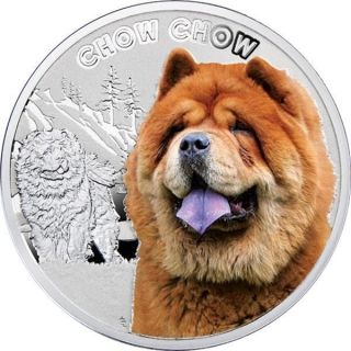 Niue 2014 1$ Chow Chow Dogs Man’s Best Friends Silver Coin Swarovski photo