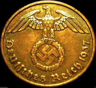 Germany - German Third Reich - German 1937a 2 Reichspfennig Coin Ww2 - Rare Coin photo
