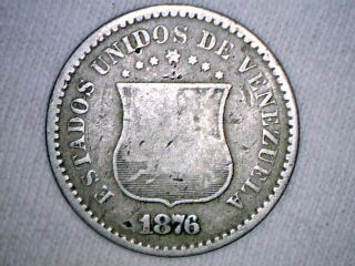 1876 Venezuela Centavo Coin,  Y 25,  Rare. photo