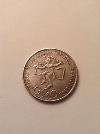 1968 Mexican Olympics 25 Pesos Silver Coin.  720 photo