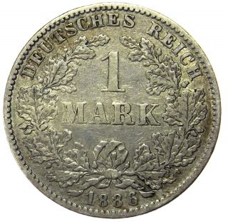 Germany,  Empire 1 Mark,  1886 E Silver Coin photo