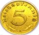 Germany - German 3rd Reich - German 1938a Gold Colored 5 Reichspfennig Coin Ww2 Germany photo 1