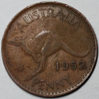 1952 Full Double Date Australia Penny George Vi Error Coin photo