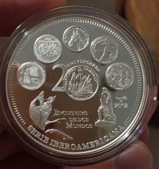 2012 Spanish Caribbean Isl.  Iberoamerican Series 20th.  Anniv.  Silver Proof Coin photo
