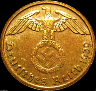 Germany - German 3rd Reich - German 1939b 2 Reichspfennig Coin Ww 2 - Rare Coin photo