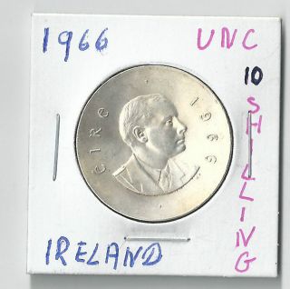 1966 Ireland Republic 10 Shilling,  50th Anniversary - Irish Uprising Silver Coin photo