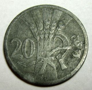Bohemia And Moravia 20 Haleru Zinc Coin 1940 Km 2 photo
