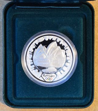 2000 Olympics Silver $5 Proof Harbour Of Life - Land - Opera House & Buildings photo