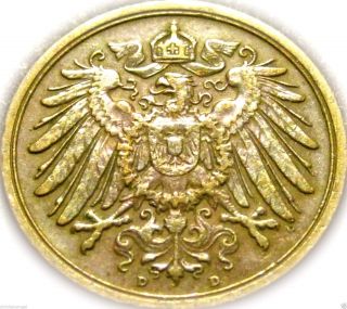Germany - German Empire - German 1904d 2 Pfennig Coin - Rare Coin Type photo