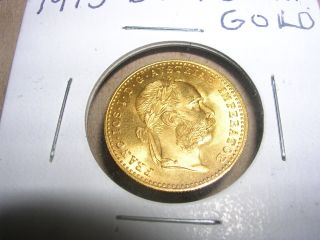 1915 Unc.  Gold Austrian 1 Ducat Coin (98.  6 Pure Gold,  Wt:: 3.  49 Grams) photo
