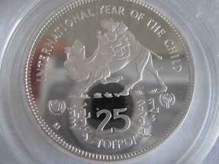 Mongolia 1980 25 Tugrik Silver Coin Interntional Year Of The Child photo