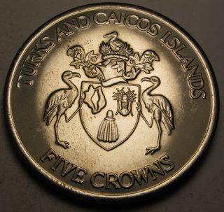 Turks & Caicos Islands 5 Crowns 1992 - Copper/nickel - Reign Of Elizabeth Ii 999 photo