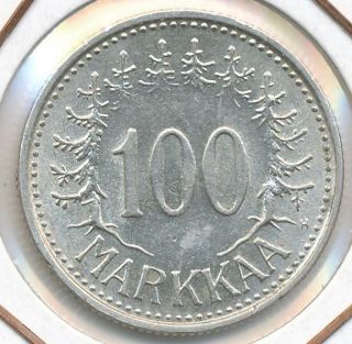 Finland 1957 100mk Silver Coin (5.  2g) Grade.  500 photo