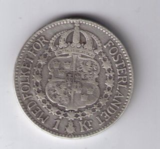 1 Krona Sweden 1914,  Silver Coin photo