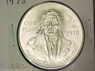 Bu 1978 Mexico Silver Cien Pesos - Uncirculated Mexican 100 Pesos - 82814 photo