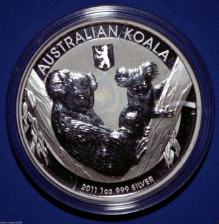 2011 Australian Koala Berlin Privy Mark 1 Oz Silver Coin Brilliant Uncirculated photo