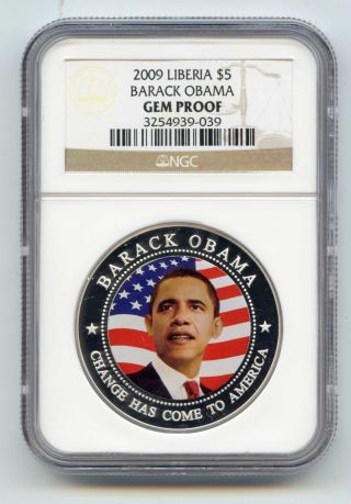2009 Liberia $5 Barack Obama Coin - Gem Proof - Ngc photo