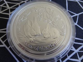 2011 Australia Lunar Year Of The Rabbit Kilo Silver Coin Perth In Capsule Bu photo