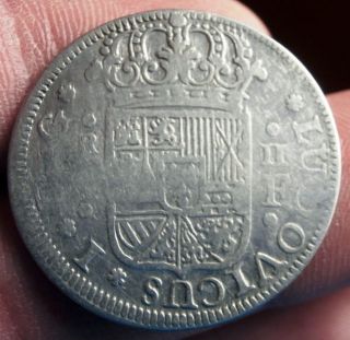 1724 Pirate Cob Coin 2 Reales Silver Spanish Colonial Time Luis / Ludovicus I photo