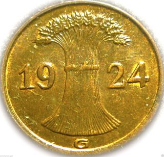 Germany - German 1924g Reichspfennig Coin - Rare Coin - Between The Wars photo