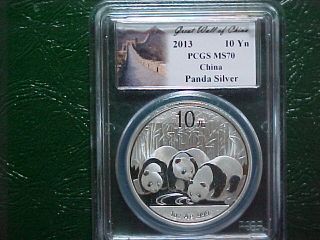 2013 China Silver Panda 10 Yuan; Pcgs Ms70 photo