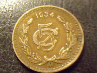 Mexico 5 Centavos,  1934 - Great Coin - photo