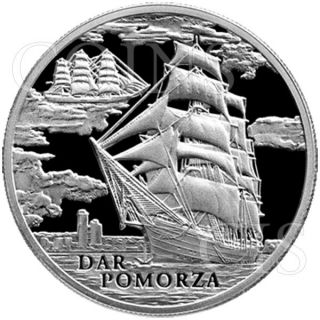 Belarus 2009 20 Rubles The Dar Pomorza Sailing Ships Bu Silver Coin photo