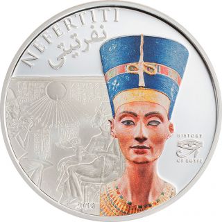 Cook 2013 Egypt Queen Nefertiti Dollar Colour Silver Plated Coin,  Prooflike photo