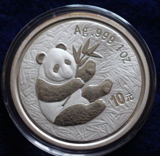 2000 China Panda 10 Yuan Silver.  999 1oz photo