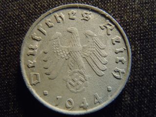 1944 - B - German - Ww2 - 10 - Reichspfennig - Germany - Nazi Coin - Swastika - World - Ab - 2958 - Cent photo