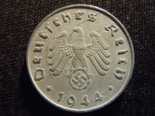 1944 - A - German - Ww2 - 10 - Reichspfennig - Germany - Nazi Coin - Swastika - World - Ab - 2718 - Cent photo