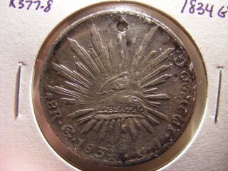 Mexico Silver 8 Reales,  1834 - Go Pj,  Fine,  Details - Holed photo