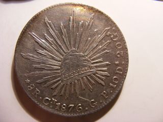 Mexico Silver 8 Reales,  1876 - Cn Gp,  Xf photo