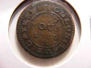 French Guiana 2 Sous,  1789,  Fine,  French Penal Colony Coin photo