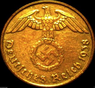 Germany - German 3rd Reich - German 1938d 2 Reichspfennig Coin Ww 2 - Rare Coin photo