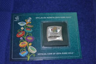2012 Silver Poland Square 20 Zlotych Coin Of Europe Soccer Cup Bu Rare photo