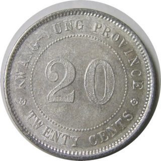 Elf China Republic Kwangtung 20 Cents Year 10 1921 Silver photo