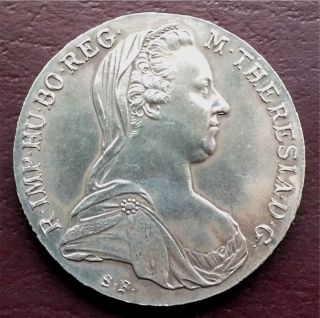Austrian Marie Theresia Thaler Coin.  Restrike Of 1780x. photo