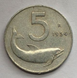 L45 Italy 5 Lire,  1950 ' S Dolphin For 1 Coin Only photo