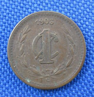 1903 C Mexico 1 Centimes Copper Coin photo