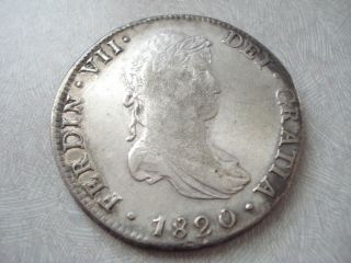 Mexico Spanish Ferdinand Vii 1820 Jj 8 Reales Colonial Silver Coin photo