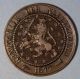 Netherlands 2 - 1/2 Cents 1887 Extremely Fine Copper Coin Europe photo 1