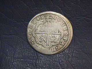 Spain Circulated 1721 J 2 Real Silver Coin.  Km 307 photo