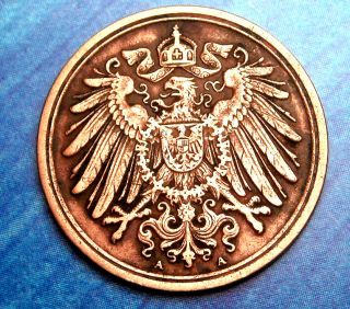 Xx - Rare 1915 - A German Empire Reich 1 Pfennig Copper Germany Coin Antique Ww1 Era photo