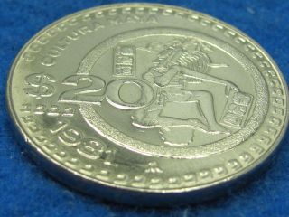 Uncirculated Large 1981 20 Peso Cultura Maya Commemorative Mexican Coin photo
