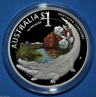 2010 Australian Crocodile 1 Oz Proof Silver Ana Boston Coin Limited Mintage photo