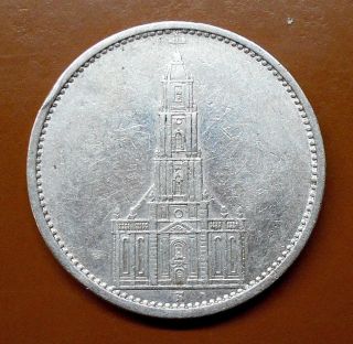 1935 A Germany - Third Reich Silver 5 Reichsmark Coin - Church Steeple photo
