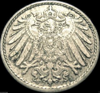 Germany - German Empire,  German 1911f 5 Pfennig Coin - Great Coin photo